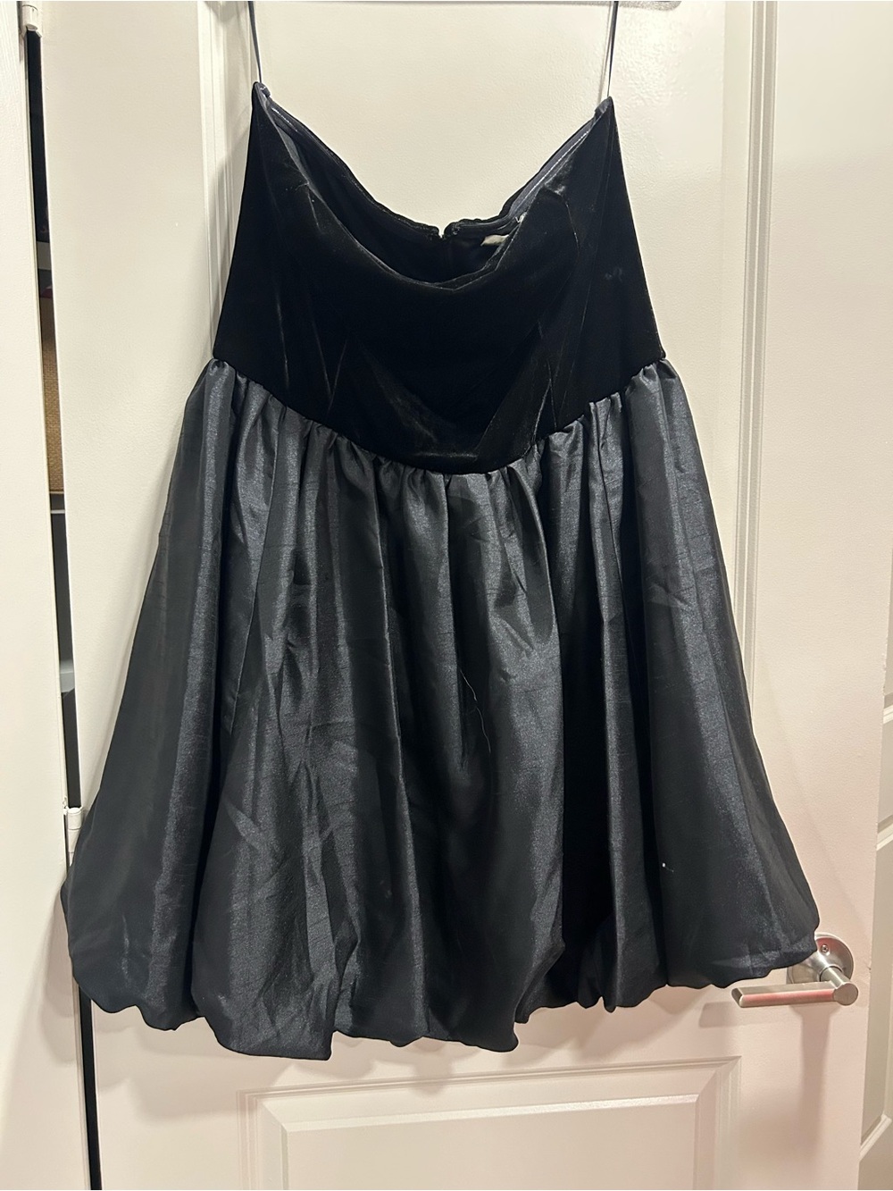 Copper Key Black Strapless Satin & Velvet Fit-and-Flare Dress